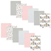 Hudson Baby Infant Girl Cotton Flannel Burp Cloths Bundle, Wild Forest Pink, One Size